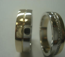 Обручальные кольца 50br из белого и желтого золота с бриллиантами сделано на заказ